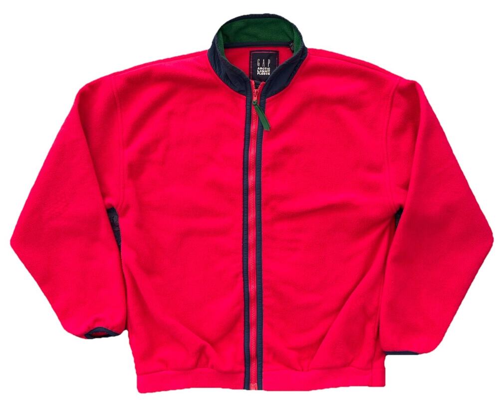 Vintage 90s GAP Arctic Light Fleece Snap Zip Pullover Magenta Pink Navy Blue M